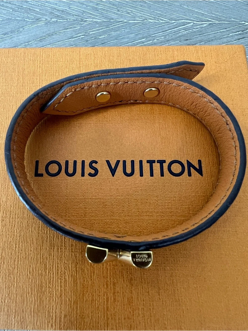 Louis Vuitton Monogram Essential Bracelet in Brown with Gold Hardware size small